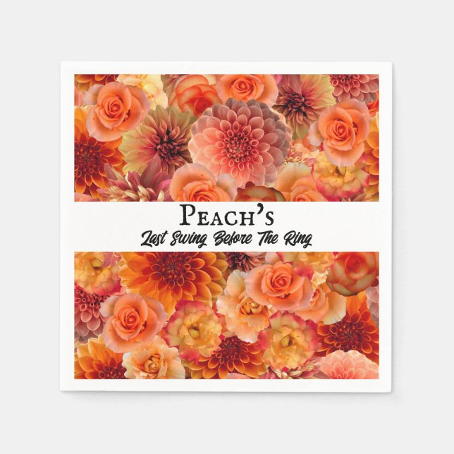 Bachelorette Party Golf Bridal Shower Peach Orange Napkin (Front)