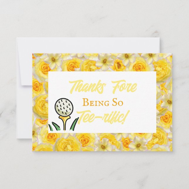 Bachelorette Party Golf Lemon Yellow Last Swing Thank You Card (Front)
