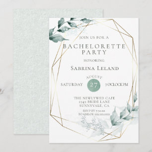 Bachelorette Party    Greyed Jade Green Botanical Invitation