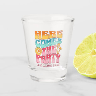 Bachelorette Party Groovy Retro Wavy Bridesmaid Shot Glass
