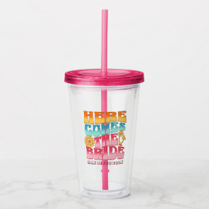 Bachelorette Party Groovy Retro Wavy Text Bride Acrylic Tumbler
