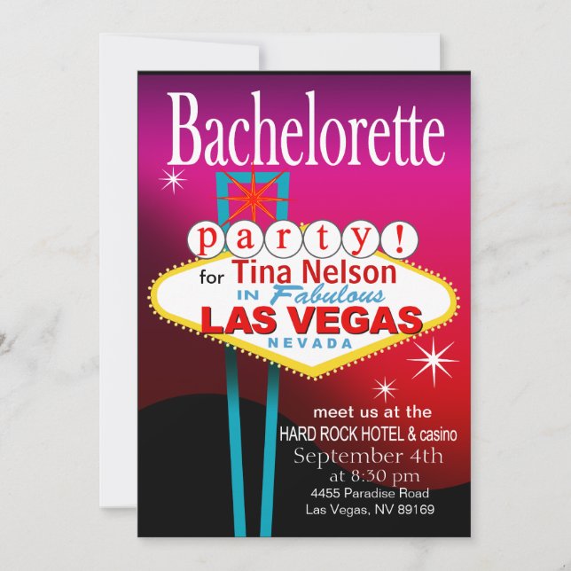 Bachelorette Party in Las Vegas Invitation (Front)