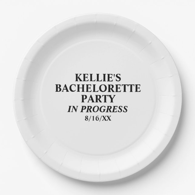 Bachelorette Party In Progress Paper Plates (Front)