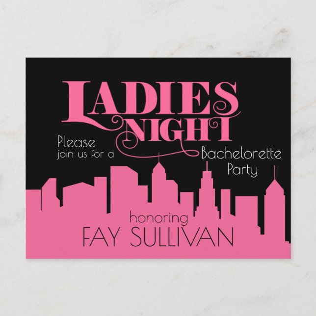 Bachelorette party invitation design postcard (Front)