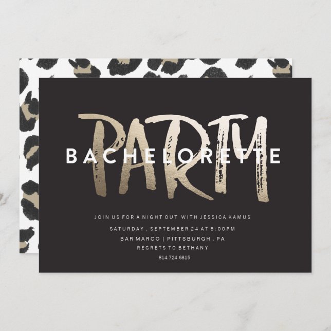 BACHELORETTE PARTY INVITATION // GOLD FOIL (Front/Back)