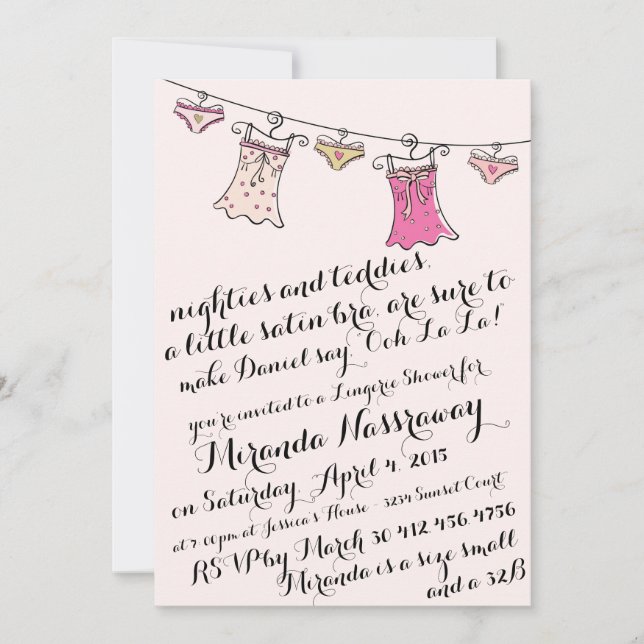 BACHELORETTE PARTY INVITATION // LINGERIE SHOWER (Front)