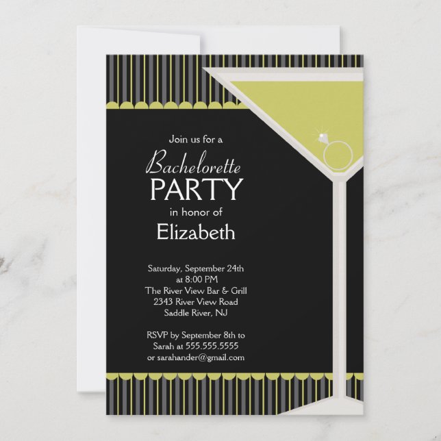 Bachelorette Party Invitation Martini Glass (Front)