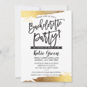 BACHELORETTE PARTY INVITATION or doré moderne luxe