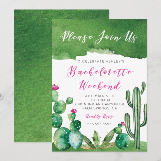 Bachelorette Party Invitation - Palm Springs (Front/Back)