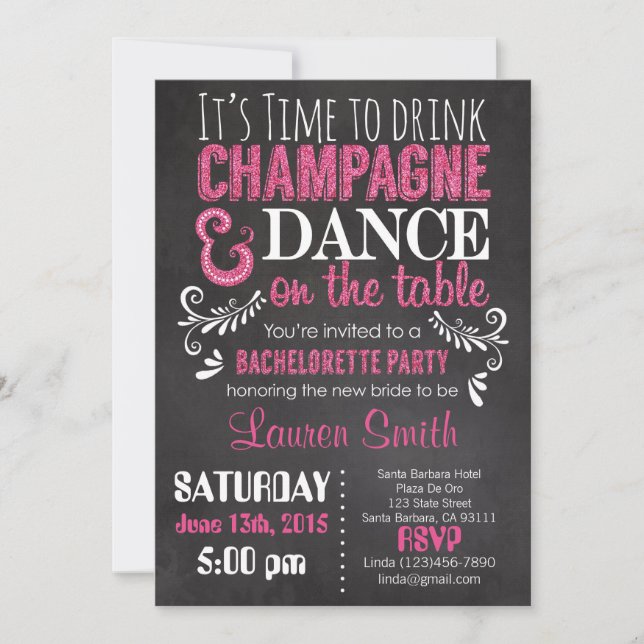 Bachelorette Party Invitation Parties scintillant  (Devant)