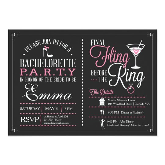 Bachelorette Party Invitation with Itinerary