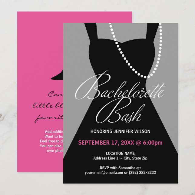 Bachelorette Party Invitations, Little Black Dress Invitation (Front/Back)