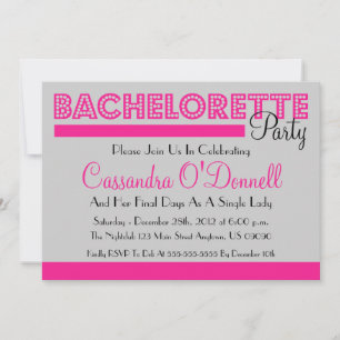 Bachelorette Party Invitations (Pink In Lights)