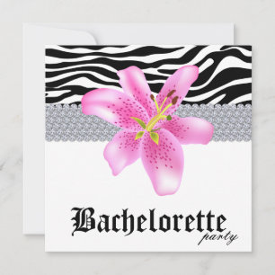 Bachelorette Party Invite Zebra Lily Flower