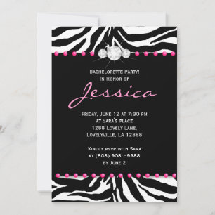 Bachelorette Party Invite Zebra Pink Jewellery 8