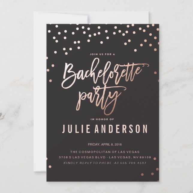 BACHELORETTE Party ITINERARY // BLACK invitation (Front)