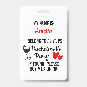 Bachelorette Party Lanyard Funny 'Buy Me a Drink' Badge