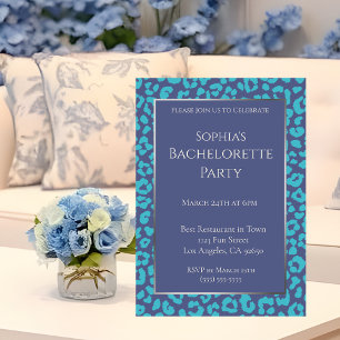 Bachelorette Party-Leopard Pattern-Blue- Invitation