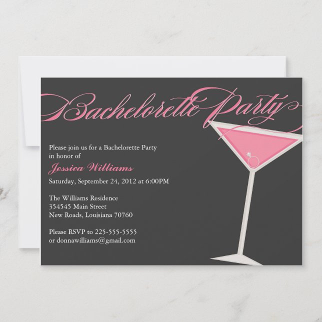Bachelorette Party Martini Invitation (Front)