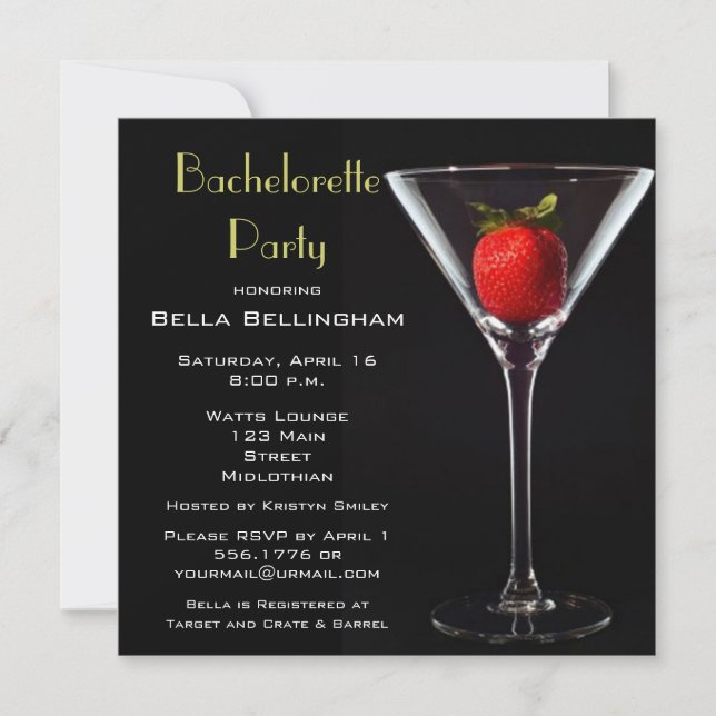 Bachelorette Party Martini Invitation en verre (Devant)