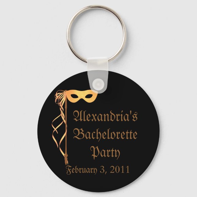 "Bachelorette Party" - Masquerade Theme Keychain (Front)