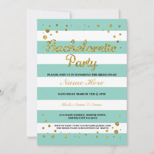 Bachelorette Party Mint Green Stripe Invitation