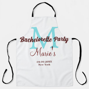 bachelorette party monogram add name date place si apron