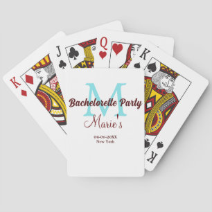 bachelorette party monogram add name date place si playing cards