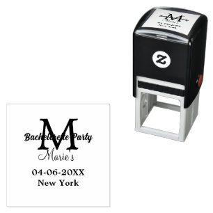 bachelorette party monogram add name date place si self-inking stamp