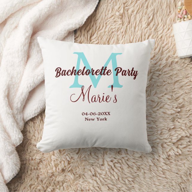 bachelorette party monogram add name date place si throw pillow (Blanket)