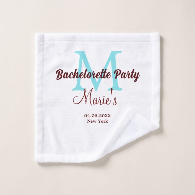 bachelorette party monogram add name date place si wash cloth (Wash Cloth)