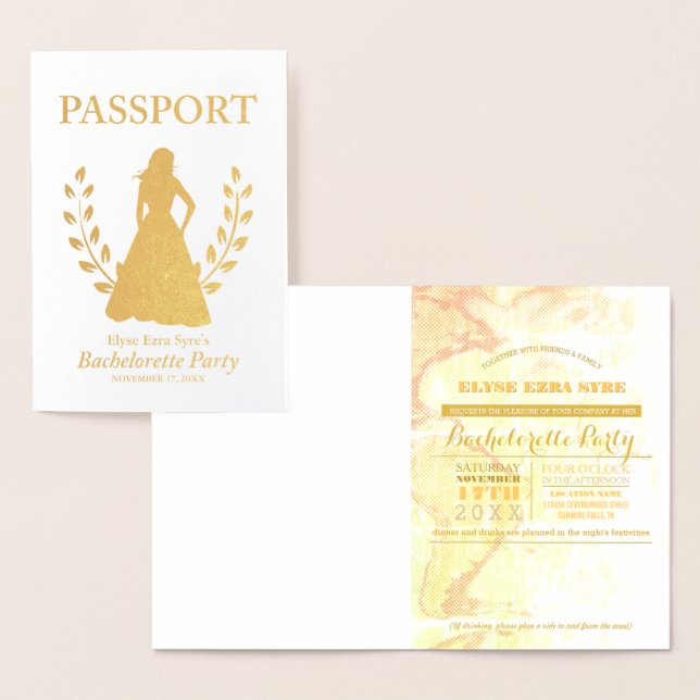 Bachelorette Party passport gold foil Foil Card (Display)