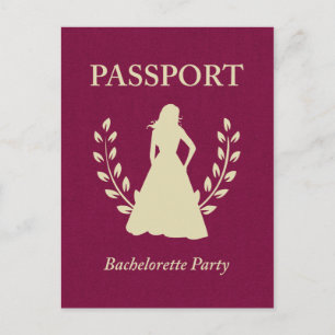 bachelorette party passport invitation postcard