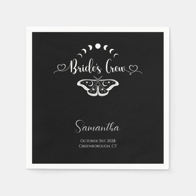 Bachelorette party personalized celestial gothic napkin (Front)