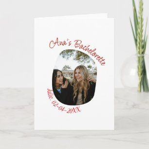 bachelorette party photo name date simple circular card