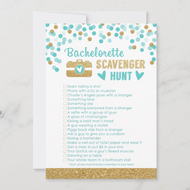 Bachelorette Party Photo Scavenger Hunt Game (Front)