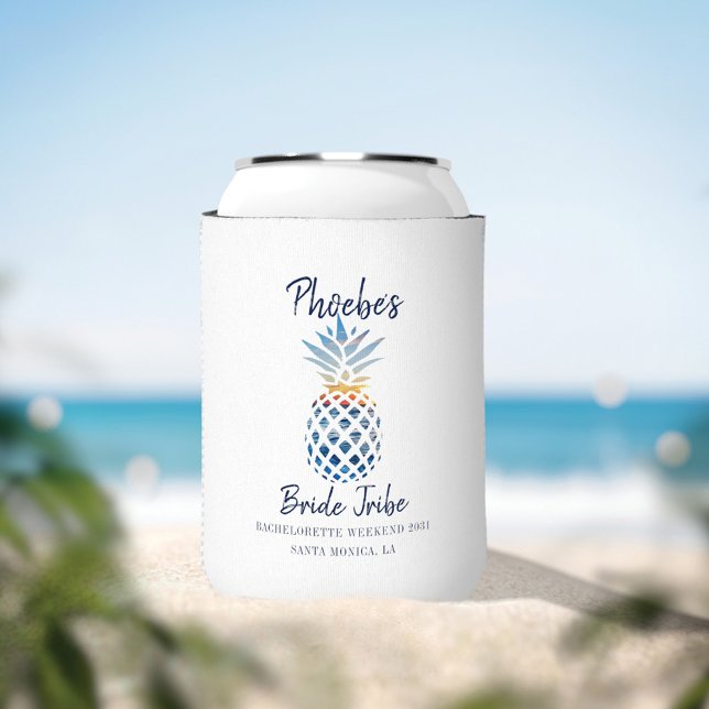 Bachelorette Party Pineapple Coastal Sunset Custom Can Cooler (Creator Uploaded)