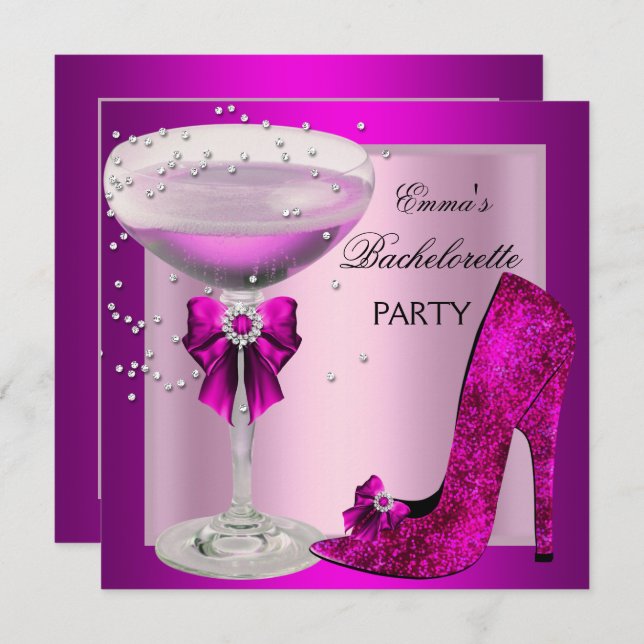 Bachelorette Party Pink Champagne Invitation (Front/Back)