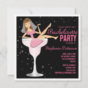 Bachelorette Party Pink Cocktail Bride Invitation