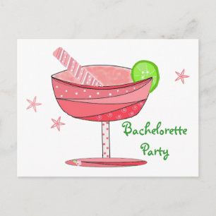 Bachelorette Party Pink Drink Invitation Postcard