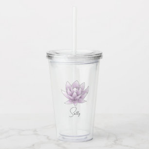 Bachelorette Party Pink Lotus Personalized Name Acrylic Tumbler