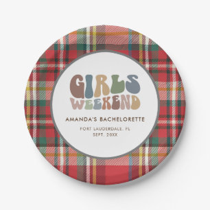 Bachelorette Party Plaid Girls Weekend Retro Paper Plate
