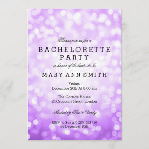 Bachelorette Party Purple Glitter Lights Invitation
