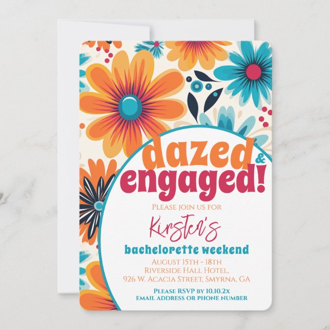  Bachelorette Party Retro Dazed And Engaged Invitation (Front)