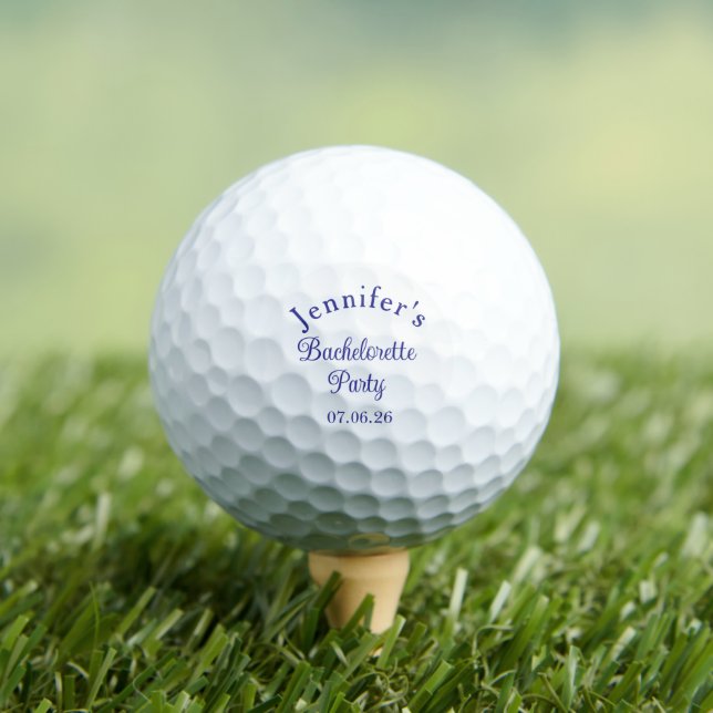 Bachelorette Party Retro Modern Blue Classy Script Golf Balls (Insitu Tee)