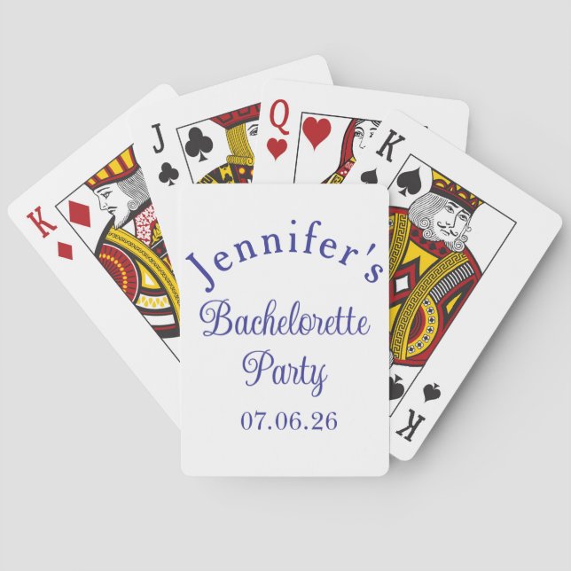 Bachelorette Party Retro Modern Blue Classy Script Playing Cards (Back)