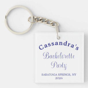 Bachelorette Party Retro Modern Royal Blue Classy Keychain