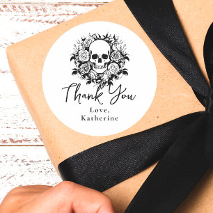 Bachelorette Party Rose Floral Skull Thank You Classic Round Sticker