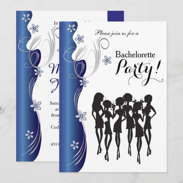 Bachelorette Party - Sapphire Blue  Invitation (Front/Back)
