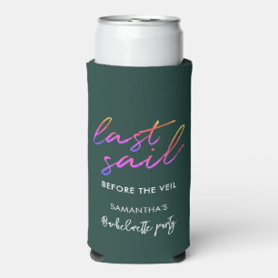 Bachelorette Party Script Modern Type Green Seltzer Can Cooler